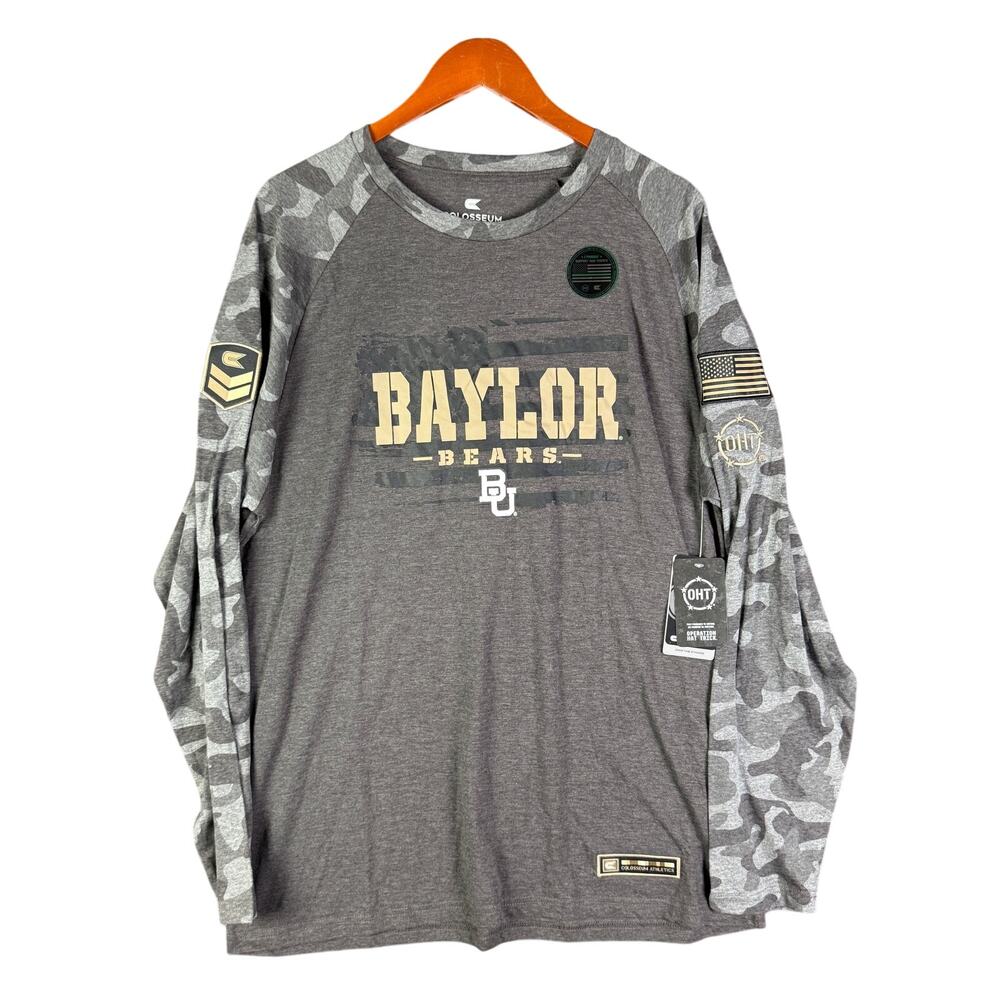 Baylor Bears OHT Military Appreciation Long Sleeve Camo Gray Mens 2XL NEW‎ NCAA